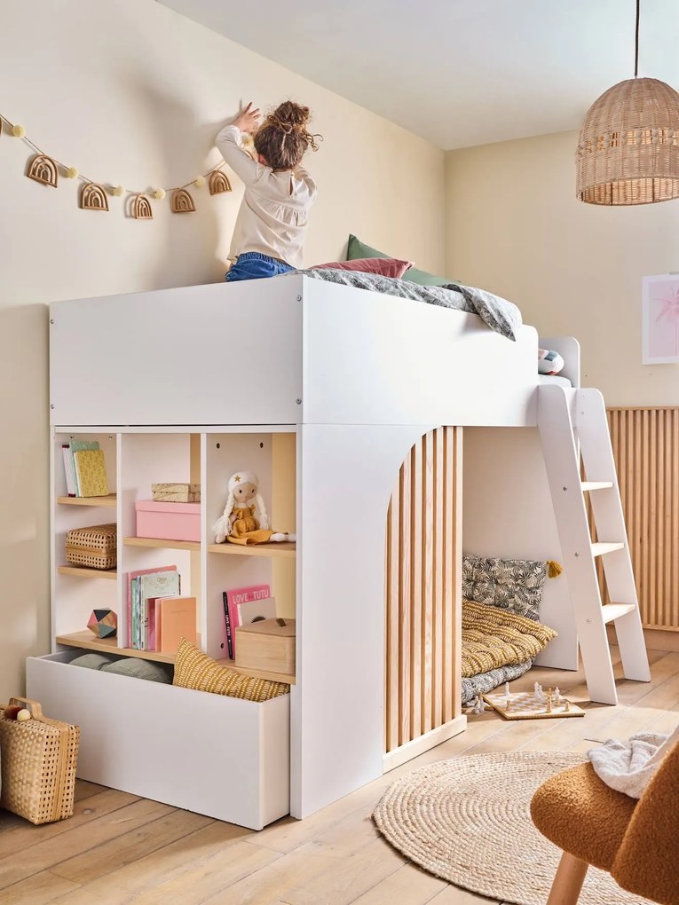 Cama mezanino com arrumação, para criança, Playful branco