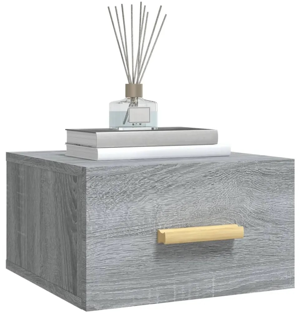 Mesa de cabeceira montagem na parede cinzento sonoma 35x35x20cm