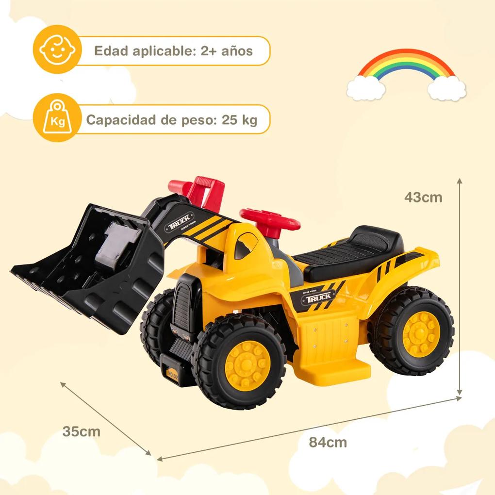 Escavadora para crianças elétrica Bateria 6V com balde de escavação controlável Efeitos sonoros com cesto de basquetebol dobrável para 2+ anos Amarela