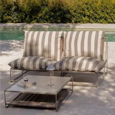 Conjunto De Jardim Amaro Com Sofá Modular De 2 Peças E Mesa Lateral Conversível Tapioca Bege - Castanho Moka - Sklum