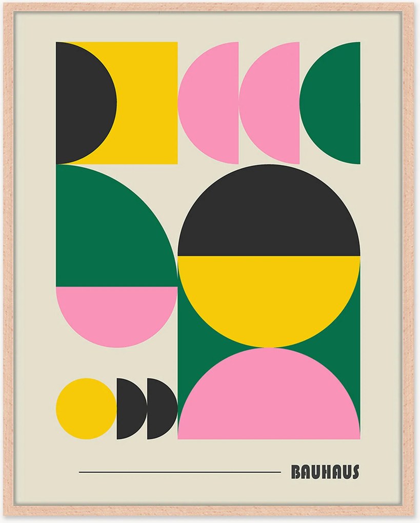 Impressão digital emoldurada Colorful Bauhaus Circules