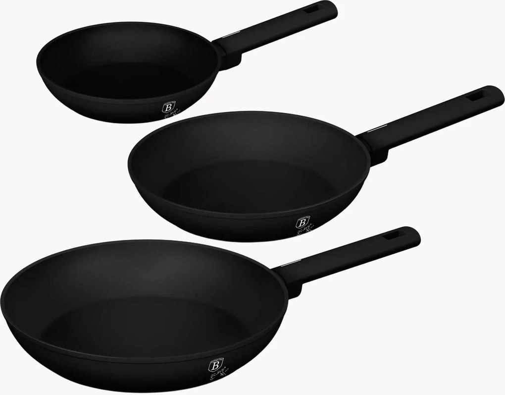 Conjunto de frigideiras Matte Black, conjunto de 3