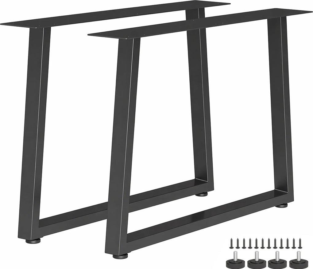 HOMCOM Conjunto 2 Pernas para Mesa Trapezoidais em Aço com 12 Furos e 12 Parafusos, Capacidade 75 kg, para Banco, Mesa de Centro, Preto | Aosom Portugal