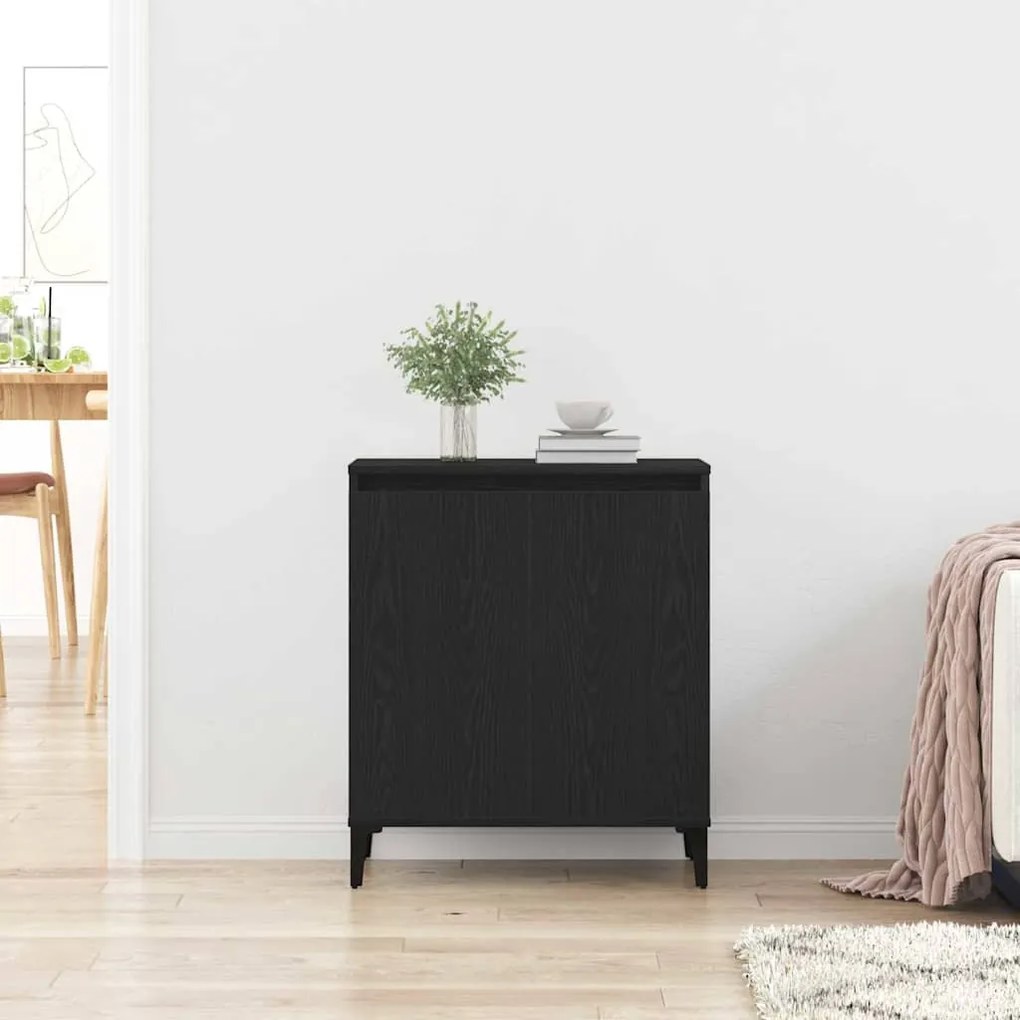 Buffet vidaXL Preto de Carvalho 60x35x70 cm em Madeira Aglomerada