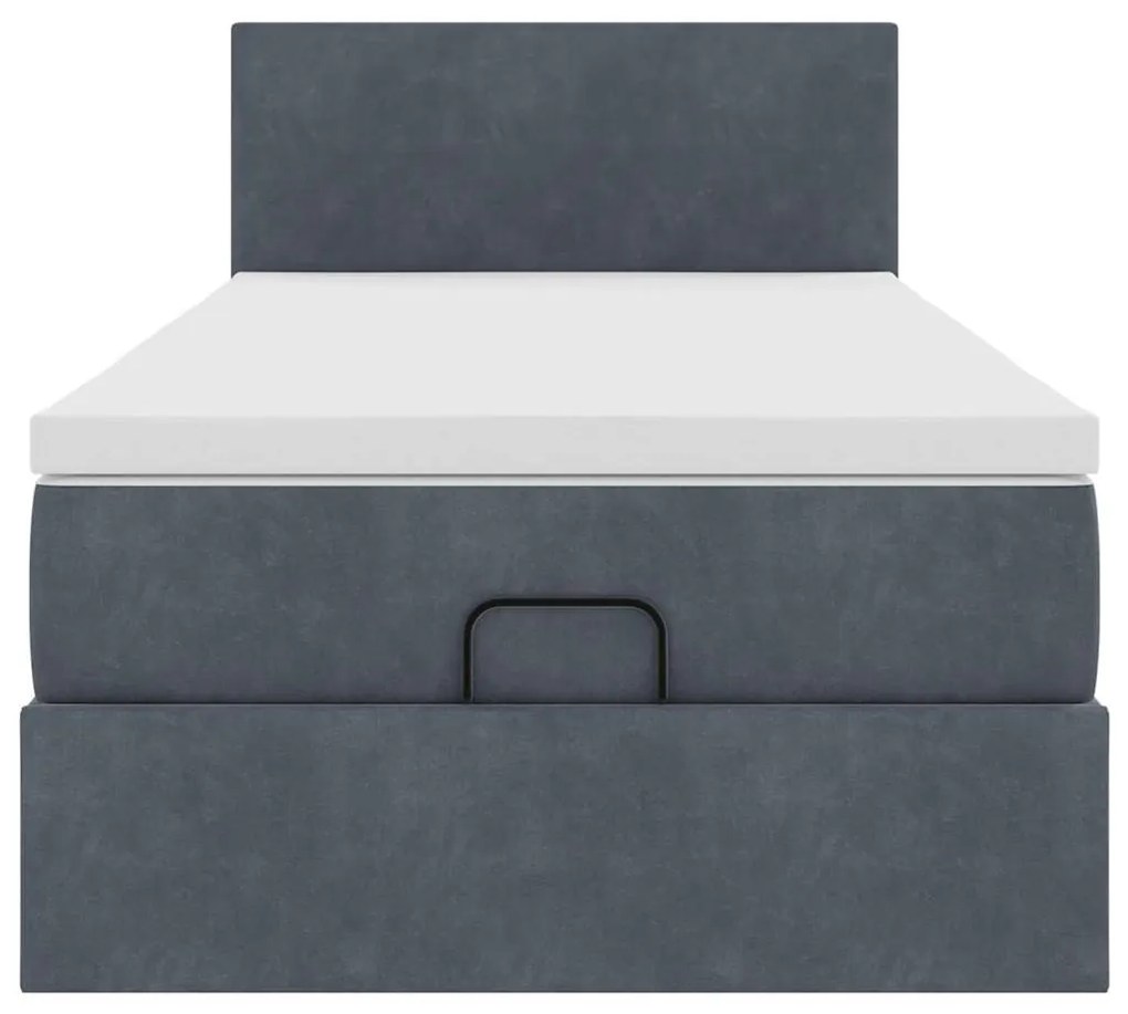 moldura de cama otomana vidaXL com colchão cinza escuro veludo