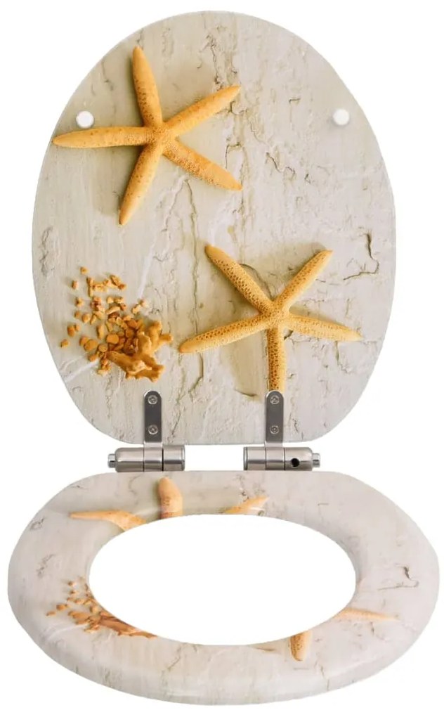 Assento sanita c/ tampa fecho suave MDF design estrela-do-mar