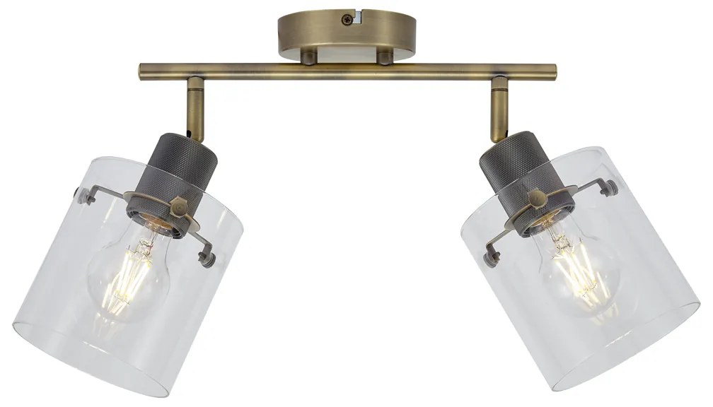 Foco de teto de design bronze com vidro transparente 2 luzes - Domo Moderno