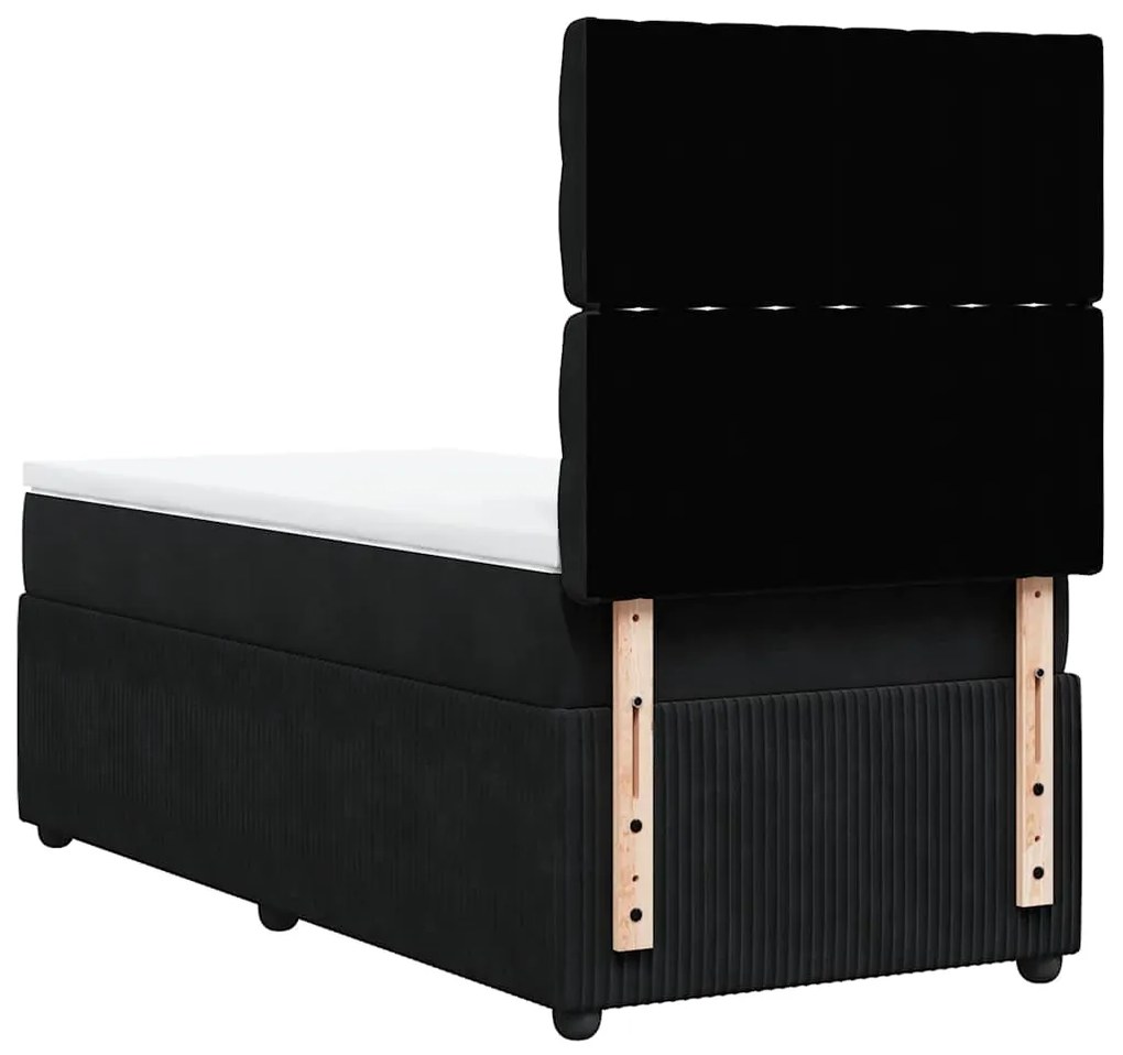 Cama com molas/colchão 100x200 cm veludo preto