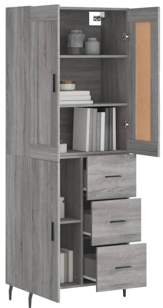 Armário alto 69,5x34x180 cm derivados de madeira sonoma cinza