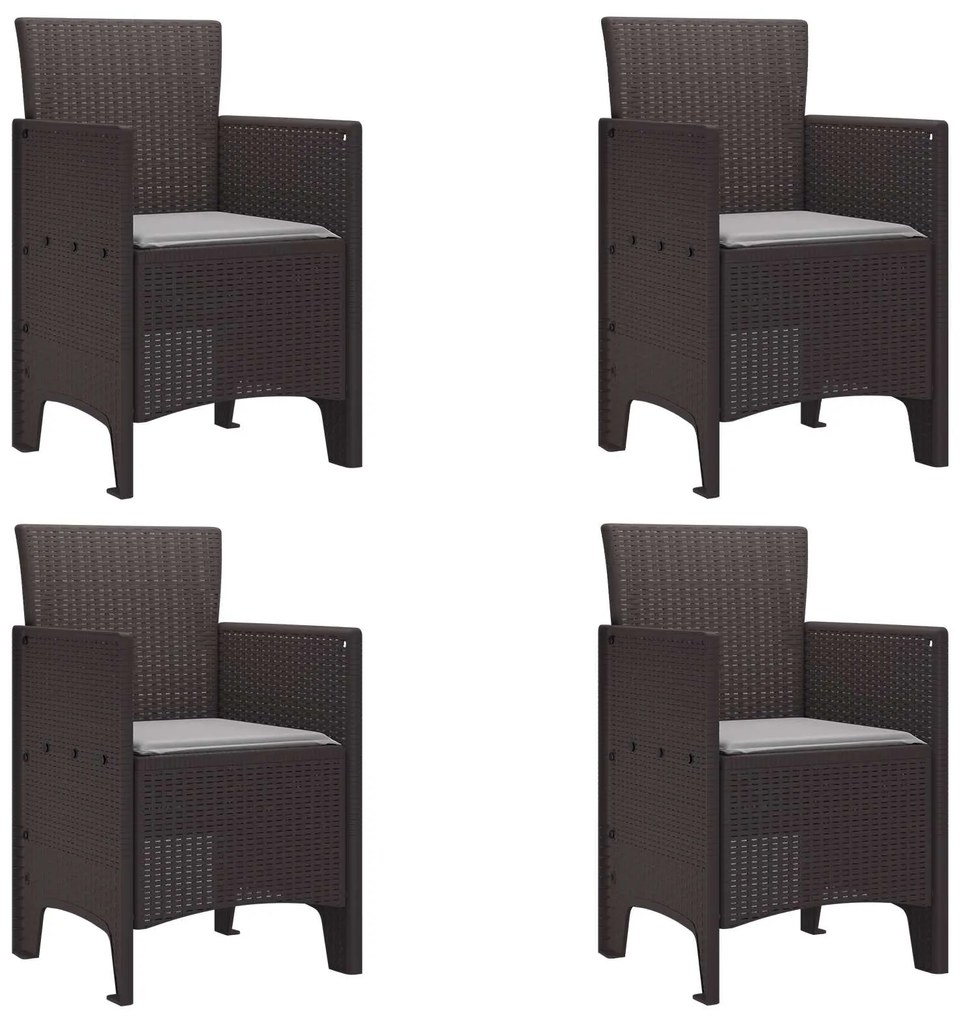 vidaXL Cadeira de Jardim 4 pcs Castanho 53 x 49 x 85 cm Polipropileno