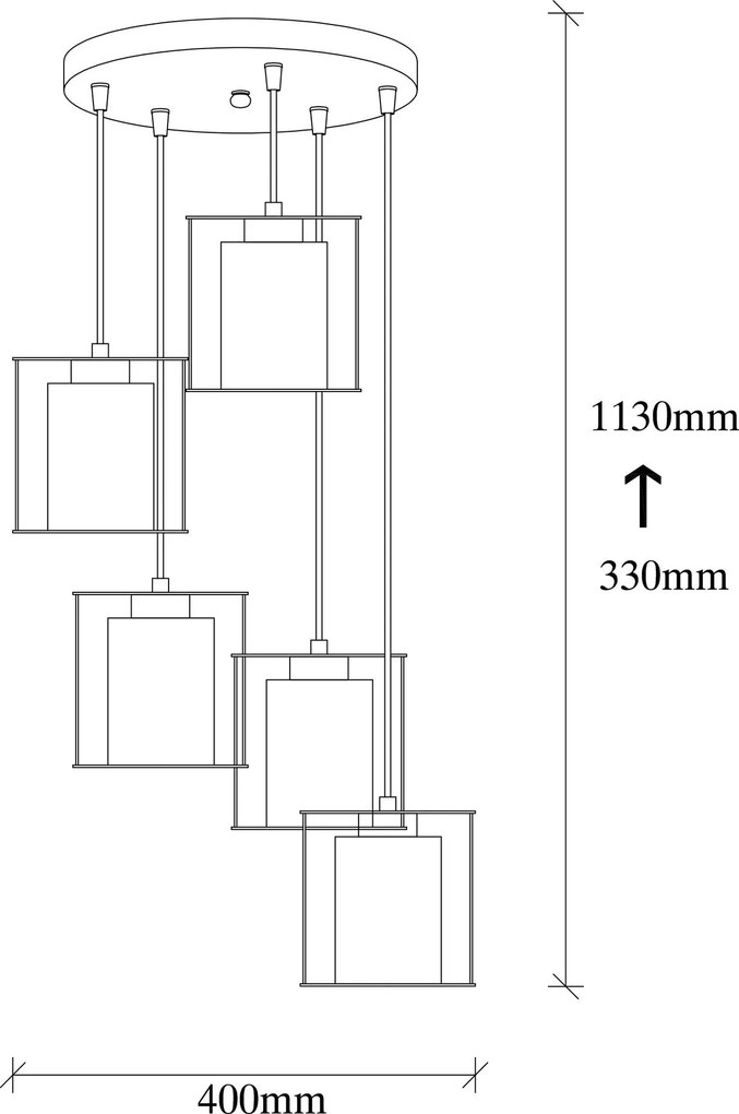 Candeeiro de Teto Swank – Preto – Diâmetro 40 cm, Altura 113 cm
