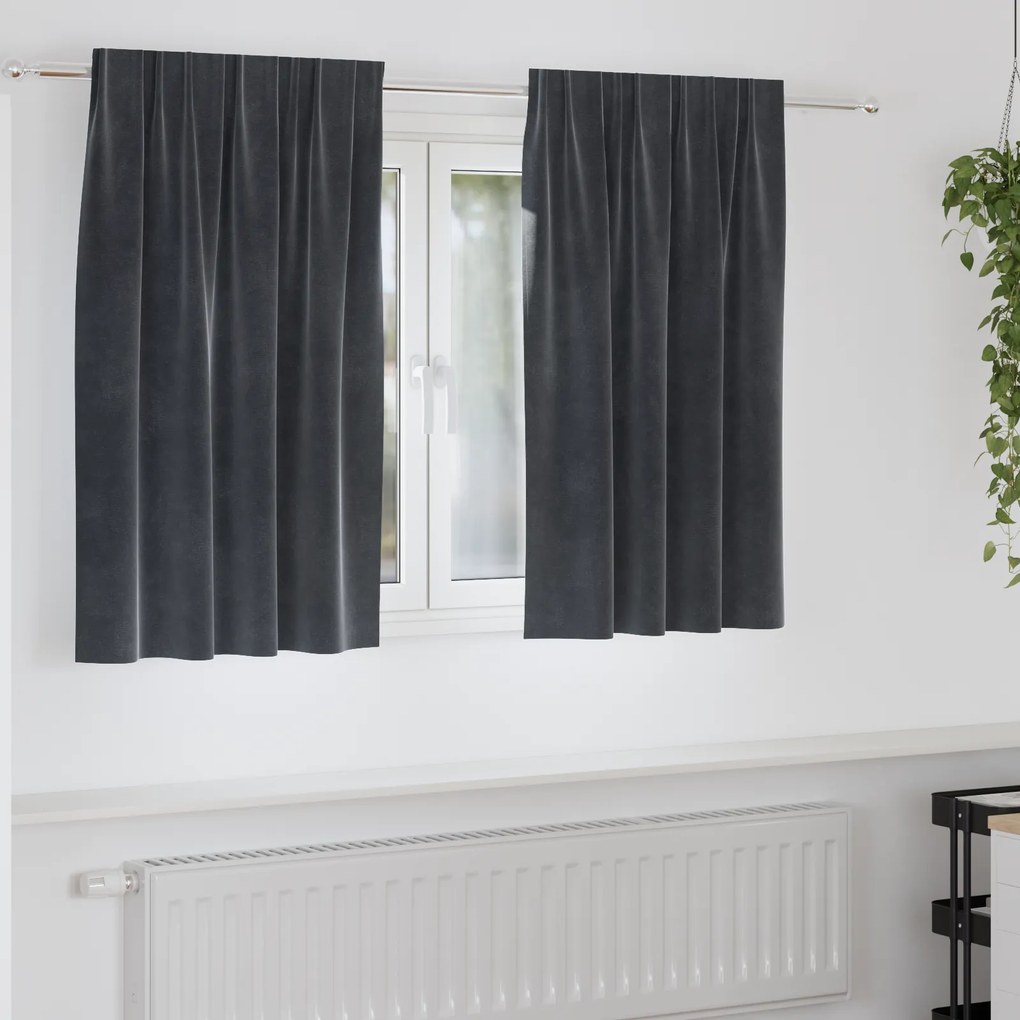 Cortinas Blackout vidaXL com fita superior 2 pcs Cinza Escuro Veludo