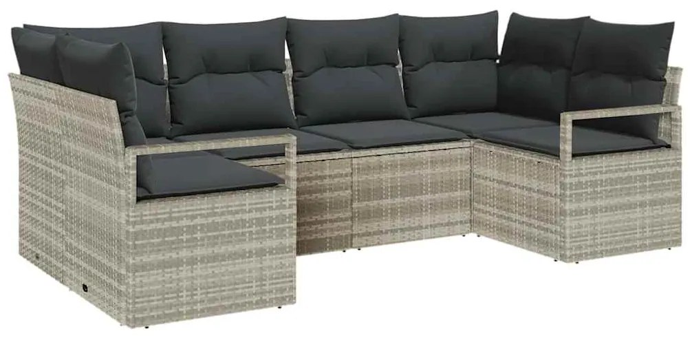 Conjunto de Sofá de Jardim de 6 Peças com Almofadas Rattan de Poliéste
