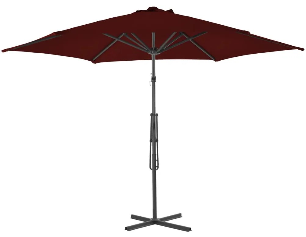 Guarda-sol de jardim com poste de aço 300x230 cm bordô