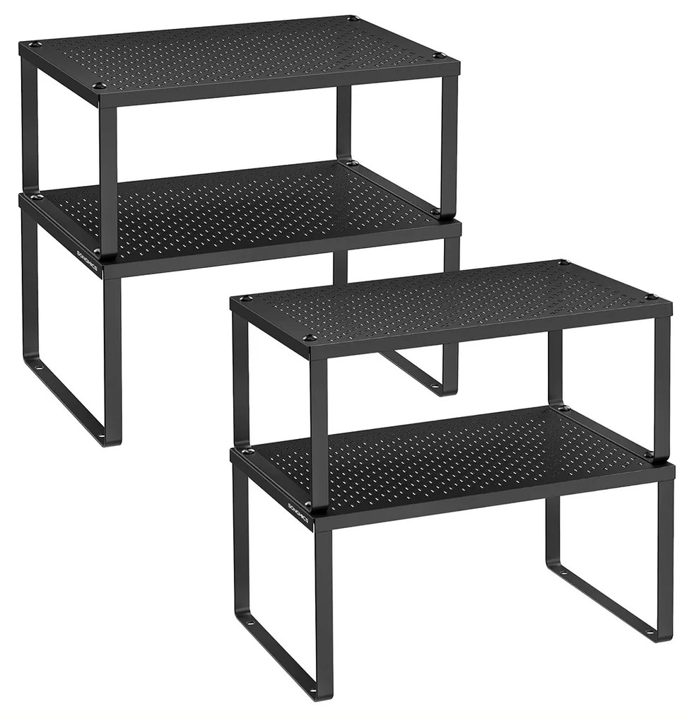 Conjunto de 4 prateleiras metálicas para especiarias em preto
