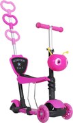HOMCOM Trotinete 5 em 1 para Crianças com 3 Rodas Assento Removível e Guiador Ajustável Carga Máxima 50 kg 62x25x72,5 cm Rosa | Aosom Portugal