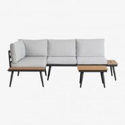 Conjunto De Jardim Com Sofá De Canto Para 4 Pessoas E Mesa De Centro Em Alumínio E Madeira Nadi Preto - Cinzento - Sklum