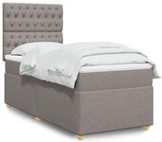 vidaXL Cama com molas/colchão 90x190 cm tecido castanho-acinzentado