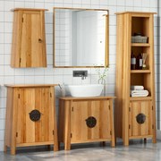 vidaXL 4 pcs conjunto móveis p/ casa de banho madeira de pinho maciça