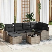vidaXL Sofá de Jardim 6 Peças com Almofadas Preta e Rattan de Polipropileno
