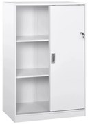 HOMCOM  Armário de escritório com 2 portas deslizantes e 3 prateleiras para escritorio 80x40x120 cm Branco|Aosom Portugal