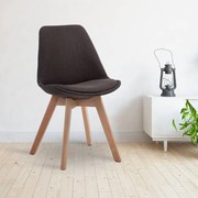 Cadeira cozinha e jantar Borneo V2 com estrutura de cor natural e revestimento em tecido 48 x 84 x 55 cm Cinzento escuro