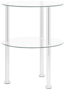 vidaXL Mesa de apoio c/ duas prateleiras 38cm vidro temp. transparente