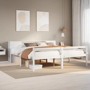 vidaXL Cama com estante sem colchão 200x200 cm pinho maciço branco