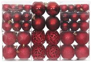 vidaXL Enfeites de Natal 100 pcs 3 / 4 / 6 cm vermelho-tinto