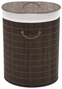vidaXL Cesto oval para roupa suja bambu castanho escuro