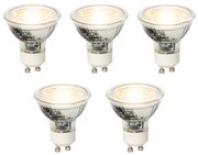 Conjunto de 5 lâmpadas LED GU10 reguláveis 4W 300lm 2700K
