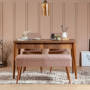 Conjunto de Mesa de Jantar Extensível Vina – Nogueira – Mesa: 129x75x8