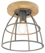 Candeeiro de teto inteligente cinzento escuro com madeira incl. WiFi E27 - Arthur