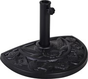 Outsunny Base para Chapéu de Sol de Resina em Forma Semicircular para Mastros de Ø3,8 cm e Ø4,8 cm Peso 9 kg 50x31x32 cm Preto | Aosom Portugal