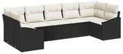 vidaXL Conjunto de Sofá de Jardim 7 pcs Preto e Creme vime PE