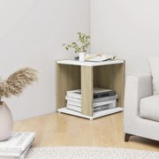 vidaXL Mesa de apoio 33x33x34,5cm contrapl. branco/cor carvalho sonoma