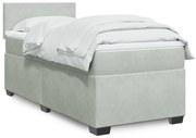 vidaXL Cama com molas/colchão 90x200 cm veludo cinza-claro