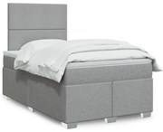 vidaXL Cama boxspring com colchão 120x190 cm tecido cinzento-claro