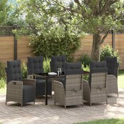vidaXL Conjunto de jantar de jardim com 7 peças em rattan cinza
