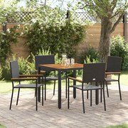Conjunto de Jantar de Jardim vidaXL 5 Peças Rattan Preto