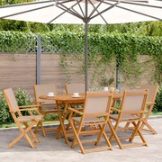 vidaXL Cadeiras jardim dobráveis 6pcs tecido/madeira cinza-acastanhado