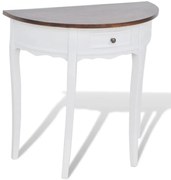 vidaXL Mesa consola meia-lua com gaveta e tampo castanho