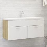 vidaXL Armário lavatório derivados de madeira branco/carvalho sonoma