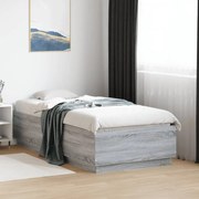 vidaXL Estrutura cama c/ luzes LED derivados madeira cinzento sonoma