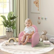 Poltrona para Crianças com Encosto em Forma de Arco-Íris Sofá para Crianças Tecido Suave em Borrego 45x41x52 cm Rosa