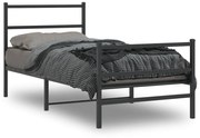 Estrutura de cama com cabeceira e pés 90x190 cm metal preto