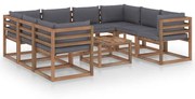 9 pcs conjunto lounge para jardim com almofadões antracite