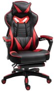 Vinsetto Cadeira de escritorio gaming ergonômica Altura ajustável Reclinável 65x70x118,5-128,5 cm Vermelho e Preto | Aosom Portugal