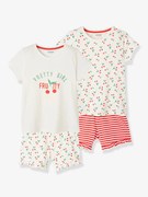 Lote de 2 pijamas, cereja branco claro bicolor/multicolo