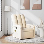 Poltrona de massagens reclinável tecido cor creme